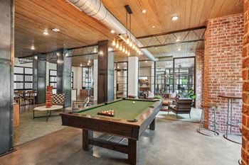 A pool table and lounge